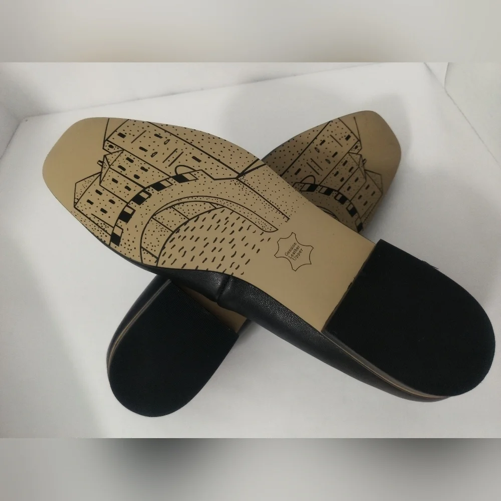New Black Leather Flats - Size 10 - Picture 3 of 7